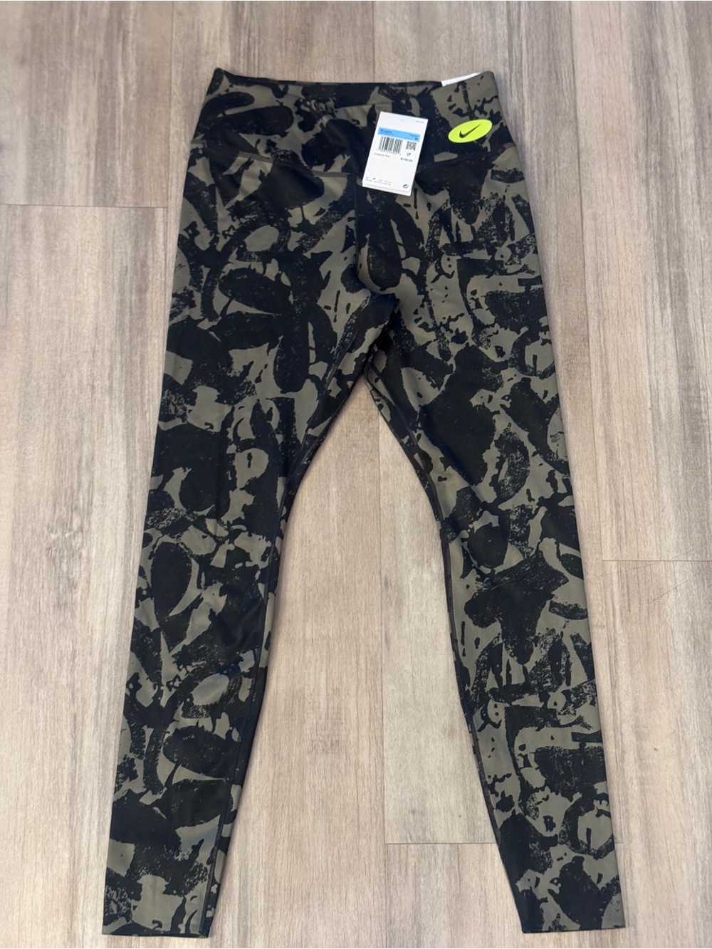 Nike One Luxe Olive Green & Black Abstract Print Womens Leggings